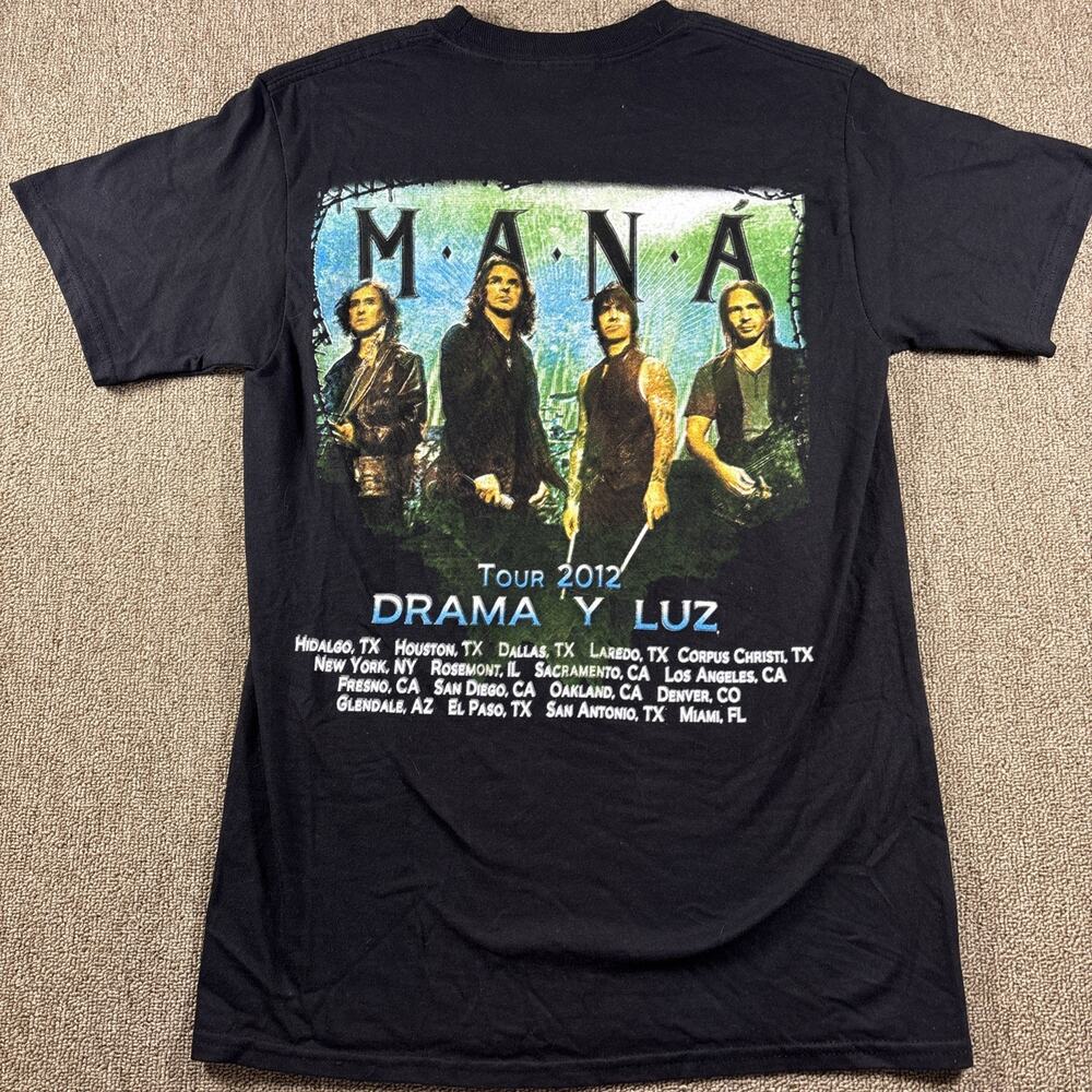 MANA 2012 Drama Y Luz Tour T-shirt Black Small Double Sided Lot Shirt Band Music - Picture 3 of 7